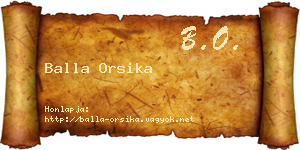 Balla Orsika névjegykártya